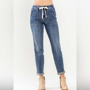 NWOT- JUDY BLUE CUFFED DENIM JOGGERS - Size 25